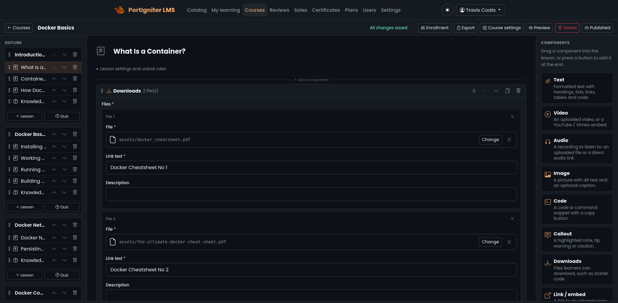 PortIgniter LMS course builder