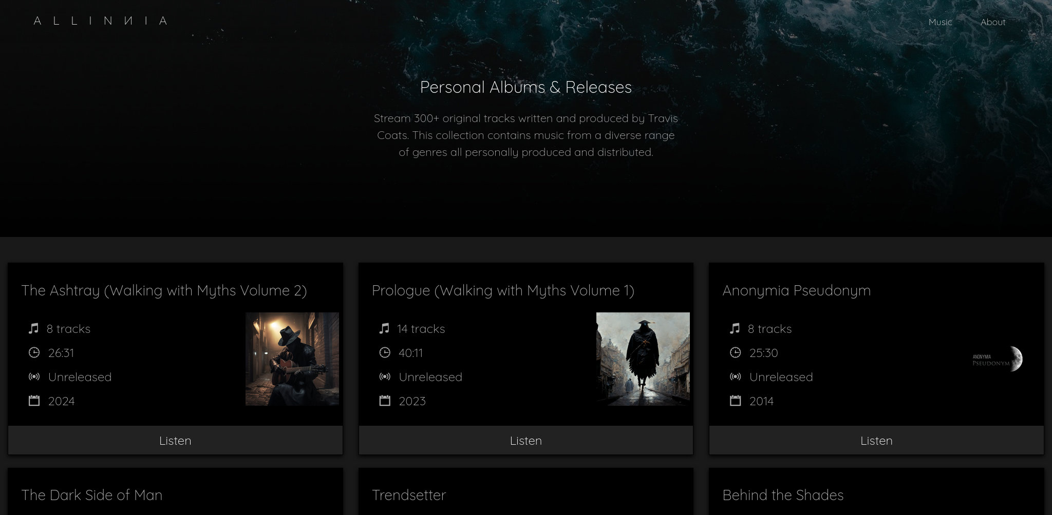 Allinnia Creative Group Music Portfolio Page