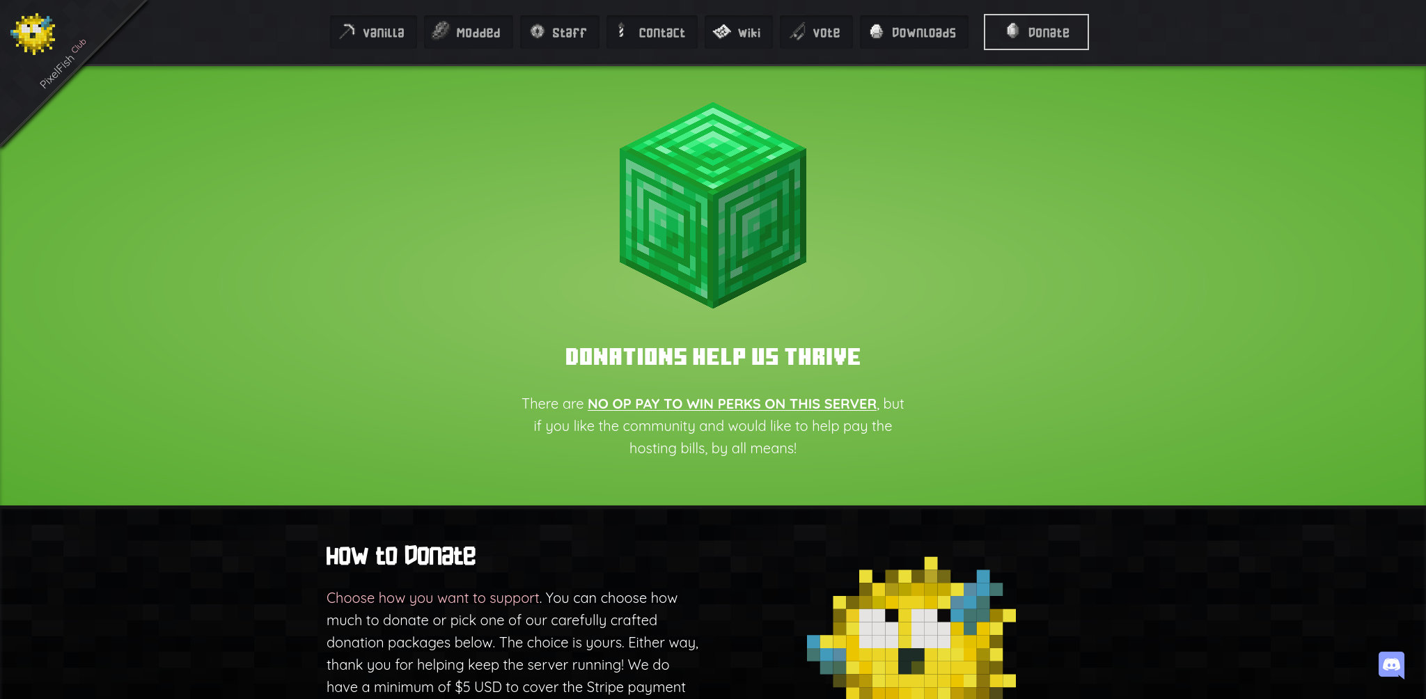 Pixelfish MC Donation Page