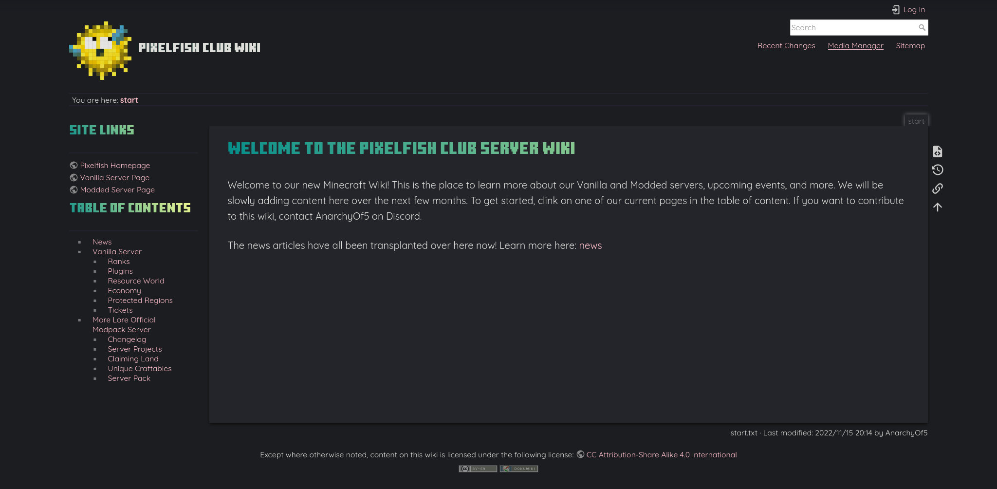 Pixelfish MC Wiki Theme