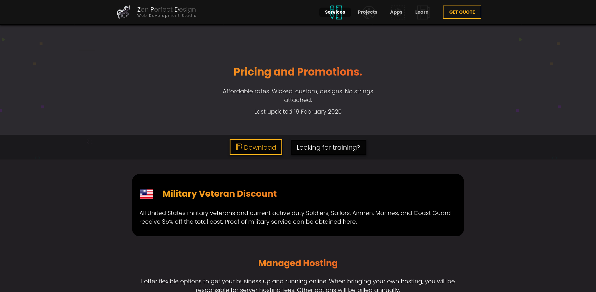 Zen Perfect Design Pricing Page