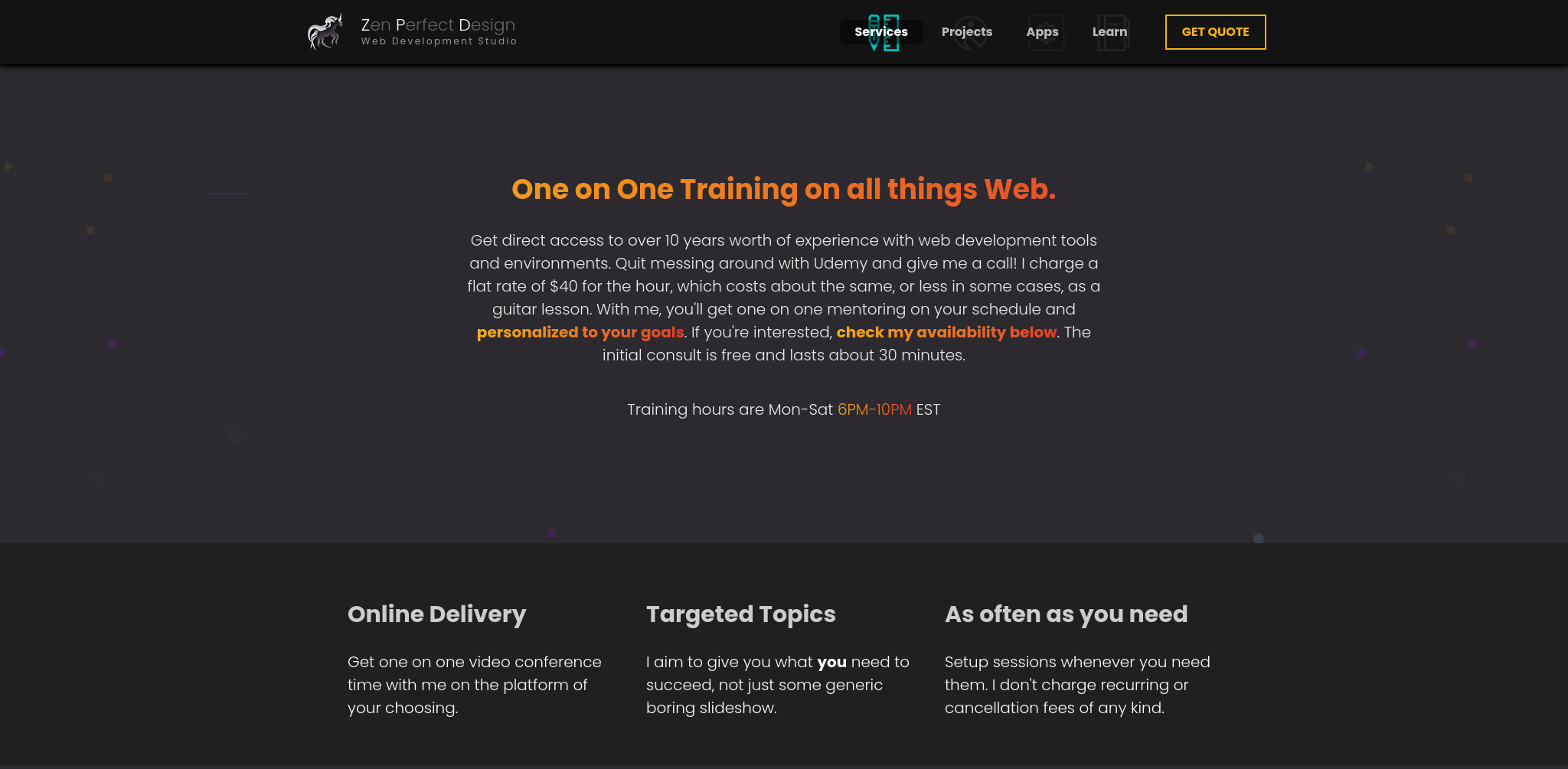 Zen Perfect Design Training Reservation Page
